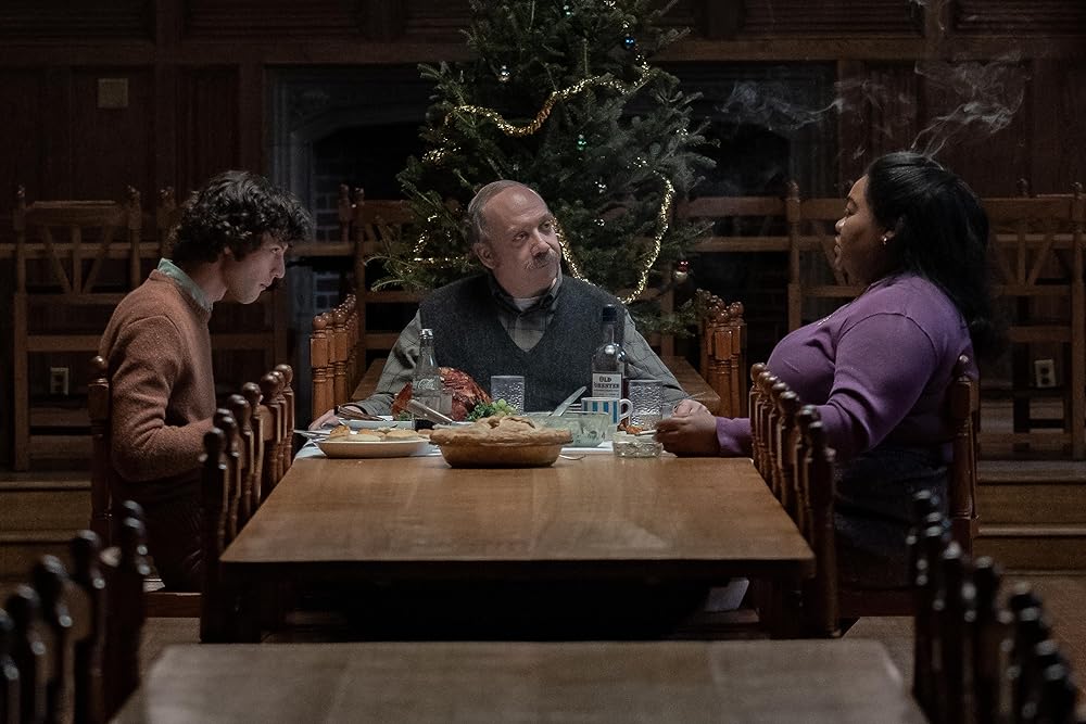 Promotional mage of Paul Giamatti, Dominic Tessa and Da'Vine Joy Randolph from The Holdovers. © 2023 FOCUS FEATURES LLC. All Rights Reserved.